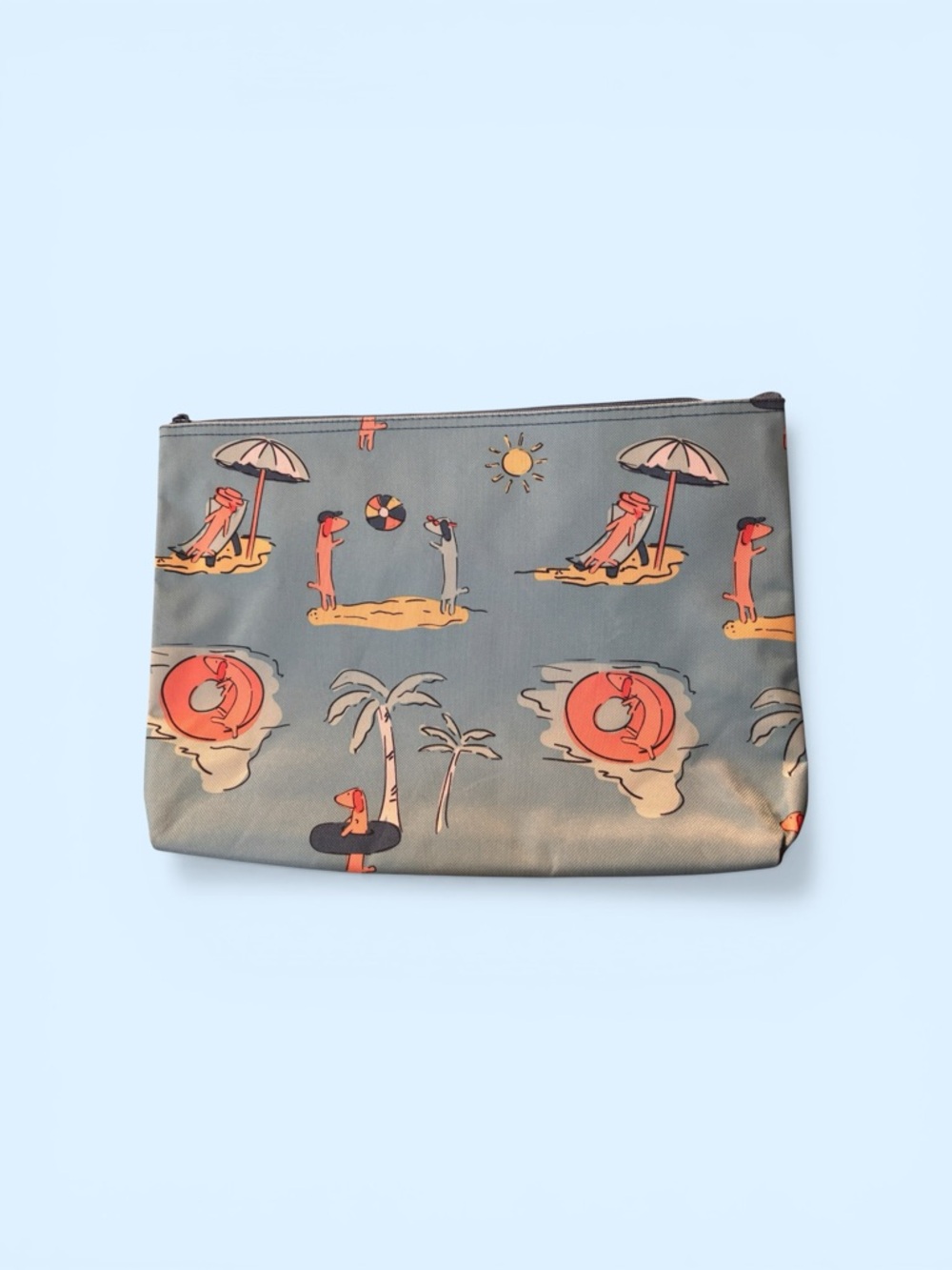 Thirty-One “Dog Days” Zipper Pouch | Beach Dachshund Print Cosmetic Bag